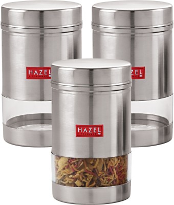 HAZEL Steel Grocery Container  - 1700 ml(Pack of 3, Silver)