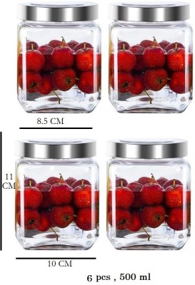 HISTOWX Glass Tea Coffee & Sugar Container  - 500 ml(Pack of 4, Clear)