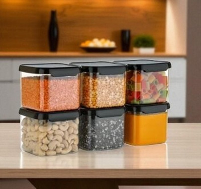 ALKAR Plastic Fridge Container  - 500 ml(Pack of 6, Black)