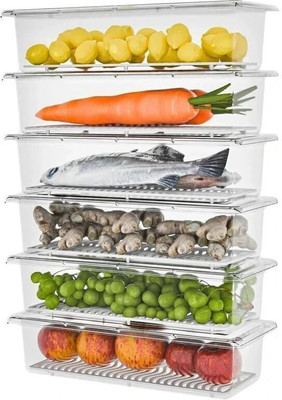 Swanoll Plastic Fridge Container  - 1500 ml(Pack of 6, White)