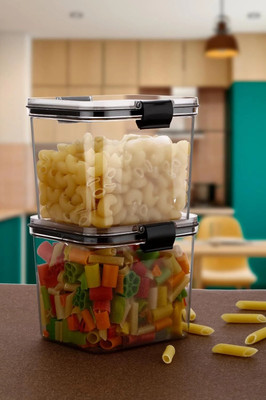 SARAZA Plastic Grocery Container  - 800 ml(Pack of 2, Black)