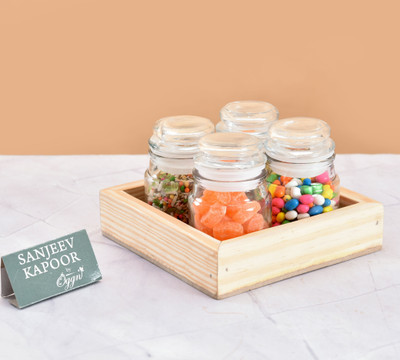 Sanjeev Kapoor by OGGN Glass Cookie Jar  - 130 ml(Pack of 5, Transparent)
