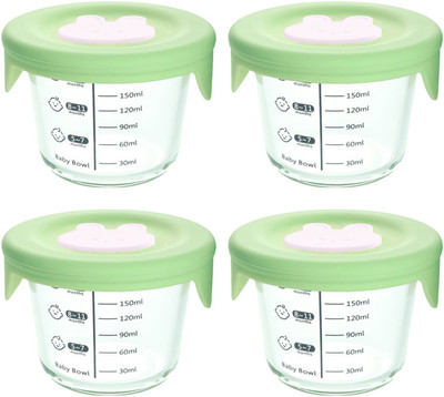 HEXONIQ Glass, Silicone Utility Container  - 180 ml(Pack of 4, Green)
