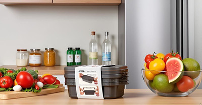 RIOENTERPRISE Plastic Fridge Container  - 1100 ml(Pack of 3, Black)