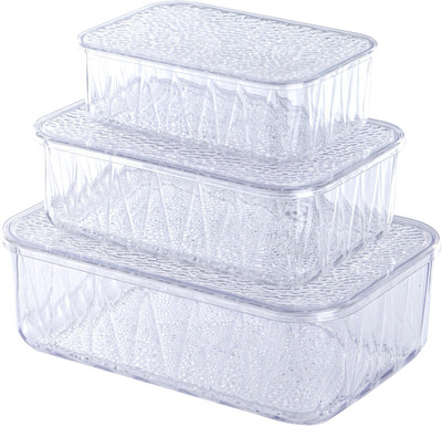 KUBER INDUSTRIES Polypropylene Utility Container  - 1200 ml(Pack of 3, Transparent)