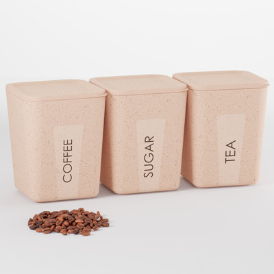 TrueCraft Plastic Tea Coffee & Sugar Container  - 800 ml(Pack of 3, Brown)