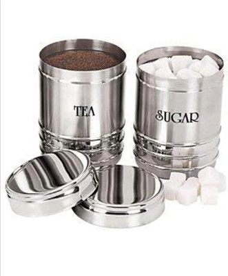 Daraz Steel Tea Coffee & Sugar Container  - 700 ml(Pack of 2, Silver)