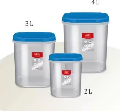 MILTON Plastic Grocery Container  - 2000 ml, 3000 ml, 4000 ml(Pack of 3, Blue)