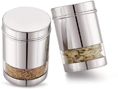 Shopsidex Stainless Steel Utility Container  - 900 ml(Pack of 2, Silver)