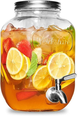 TDMM 5 L Glass Water Mason Jar | Beer | Drink Dispenser | Glass Pitcher with tap Bottled Water Dispenser