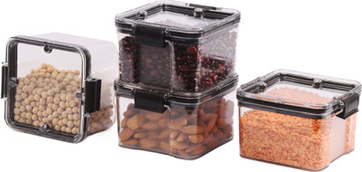 Masterstor Plastic Grocery Container  - 400 ml(Pack of 4, Black)