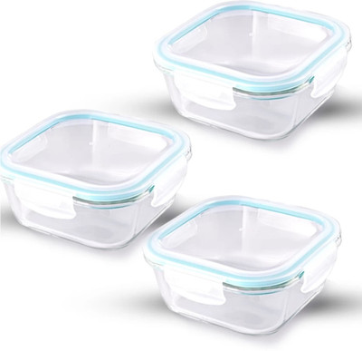 IndusBay Glass Utility Container  - 1100 ml(Pack of 3, Multicolor)