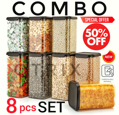 Womens 1st Choice Plastic Grocery Container  - 1100 ml, 1500 ml(Pack of 8, Black)
