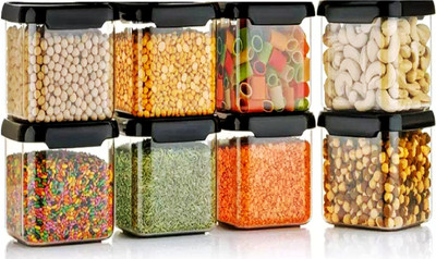 Ecodex Plastic Grocery Container  - 500 ml(Pack of 8, Black)