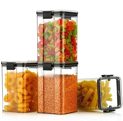 ADMONITION Plastic Grocery Container  - 1200 ml(Pack of 4, Multicolor)