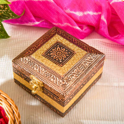 NAVRANG Wooden Utility Container  - 400 ml(Gold)