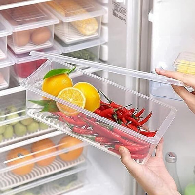 Anzal Plastic Fridge Container  - 1800 ml(Pack of 2, Clear)