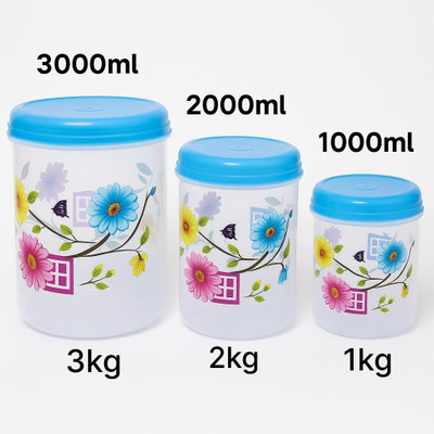 theecommmstore Plastic Grocery Container  - 1000 ml, 2000 ml, 3000 ml(Pack of 3, Blue)