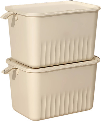 HoopVool Plastic Utility Container  - 18 L(Pack of 2, Beige)