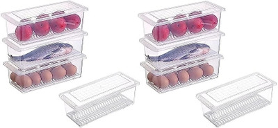 RAYORA Plastic Fridge Container  - 1500 ml(Pack of 8, Clear)