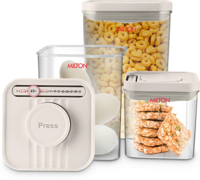 MILTON Plastic Utility Container  - 640 ml, 1350 ml, 2350 ml(Pack of 3, Beige)