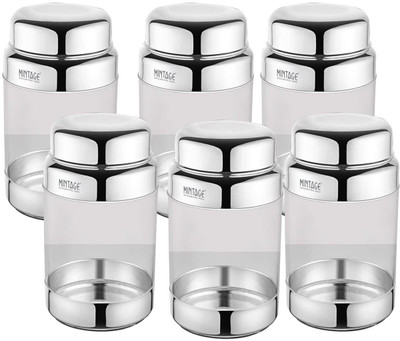 Mintage Polypropylene Grocery Container  - 2000 ml(Pack of 6, Silver)
