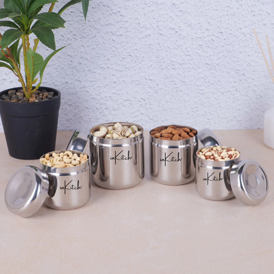 inKitch Stainless Steel, Silver, Steel Utility Container  - 125 ml, 160 ml, 200 ml, 280 ml(Pack of 4, Silver)
