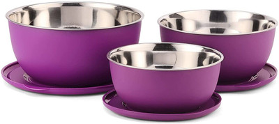 Oliveware Steel Utility Container  - 500 ml, 800 ml, 1250 ml(Pack of 3, Violet)
