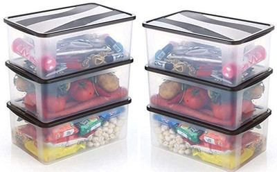 UNDERZZONE Plastic Grocery Container  - 2000 ml(Pack of 6, Clear)