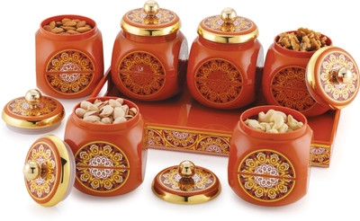 Nabhya Plastic Grocery Container  - 500 ml(Pack of 6, Orange)