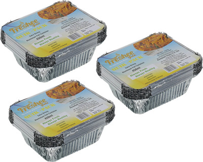 Freshee Aluminium Utility Container  - 450 ml(Pack of 3, Silver)