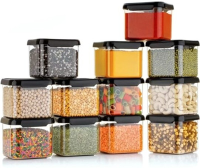 BLOOMORA Plastic Grocery Container  - 500 ml(Pack of 12, Transparent)