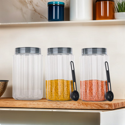 KUBER INDUSTRIES Plastic Grocery Container  - 1800 ml(Pack of 3, Grey)