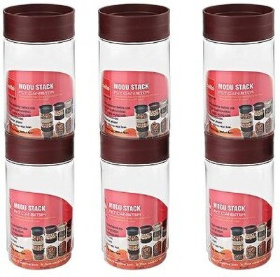 Modustacks Plastic Grocery Container  - 1000 ml(Pack of 6, Maroon)