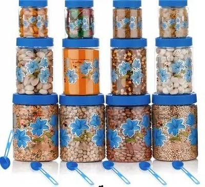 PEYTON Plastic Grocery Container  - 2000 ml, 1000 ml, 500 ml(Pack of 12, Blue)