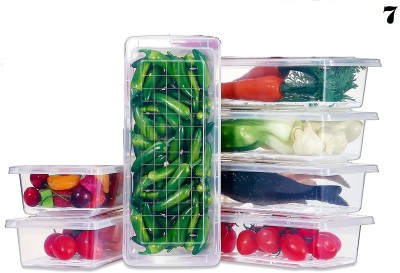 Dipzon villa Plastic Fridge Container  - 1500 ml(Pack of 7, Clear)