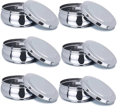 Prateek Kitchenware Steel Utility Container  - 300 ml(Pack of 6, Silver)