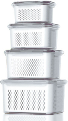 KUBER INDUSTRIES Polypropylene Utility Container  - 4150 ml(Pack of 4, Clear)