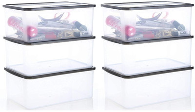 KDZONE Plastic Grocery Container  - 2000 ml(Pack of 6, Clear)