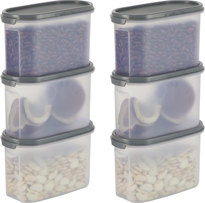 AK HUB Plastic Grocery Container  - 1100 ml(Pack of 6, Transparent)