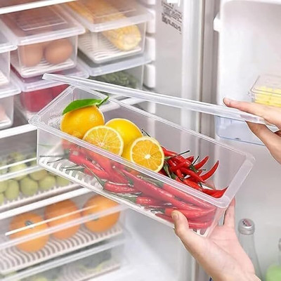 Rack And Sell Polypropylene Fridge Container  - 1.5 L(Pack of 6, White)