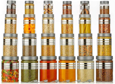 balajiecom Plastic Grocery Container  - 1000 ml(Pack of 24, Silver)