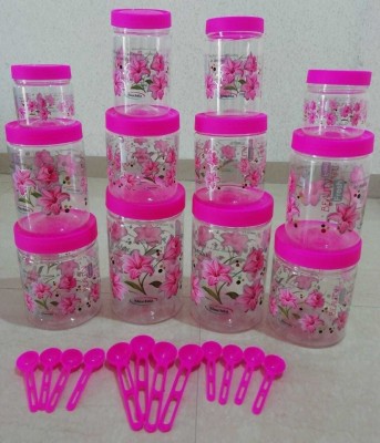 PEYTON Plastic Grocery Container  - 2000 ml, 1500 ml, 1000 ml, 750 ml, 500 ml, 250 ml(Pack of 12, Pink)