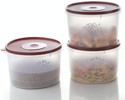 Skylift Plastic Grocery Container  - 3500 ml(Pack of 3, Brown)
