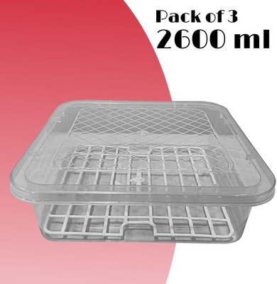 AIROMOON Plastic Fridge Container  - 2600 ml(Pack of 3, White)