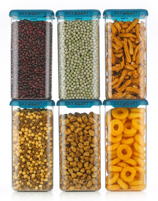 SKYHEART Plastic Grocery Container  - 1500(Pack of 6, Blue)