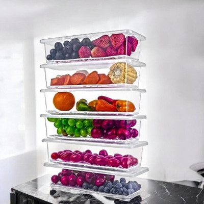 JORDY Plastic Fridge Container  - 2000 ml(Pack of 6, Multicolor)