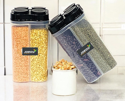 JORDY Plastic Grocery Container  - 2500 ml(Pack of 2, Black)