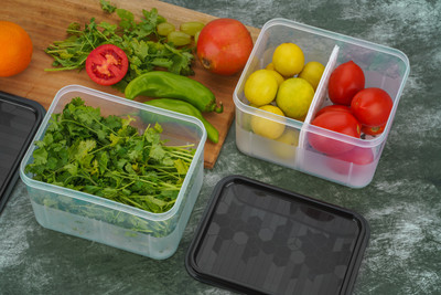 AARVI Plastic Fridge Container  - 2300 ml(Pack of 2, Black)