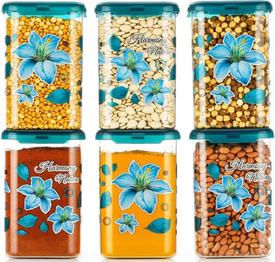Swara Plastic Cookie Jar  - 1100 ml(Pack of 6, Blue)